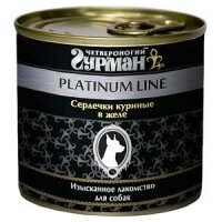 Четвероногий гурман для собак Platinum line - Сердечки куриные в желе 240г