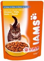  IAMS Cat Pouch для взрослых кошек с курицей 100 г в соусе