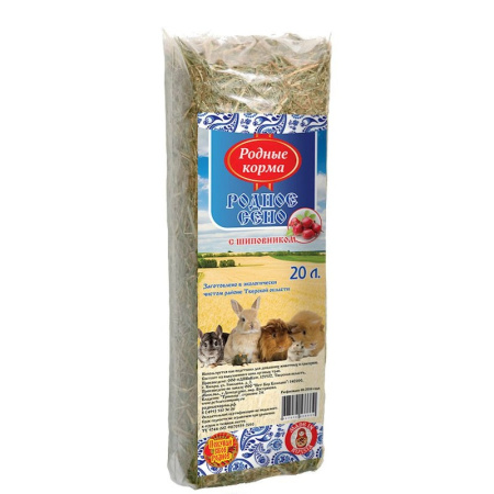Родные корма сухой корм для грызунов, сено с шиповником, 20 л