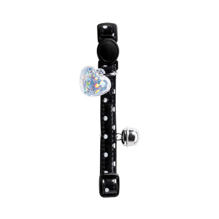 Ошейник Hunter Smart "Glossy Dots" черный в горошек с колокольчиком для кошек, размер 0.02 x 0.008 x 0.125